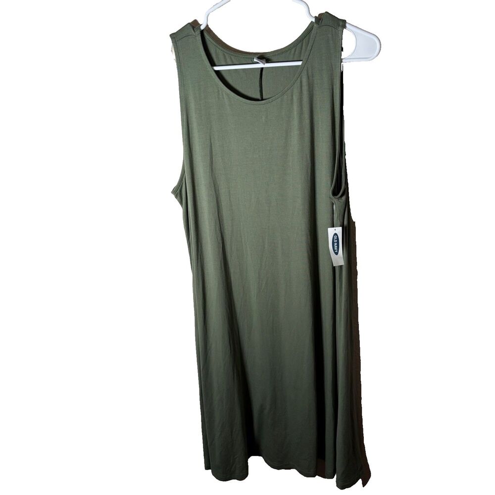 Old Navy Shift Tank Dress Women's XL Green Olive Sleeveless Basic Casual